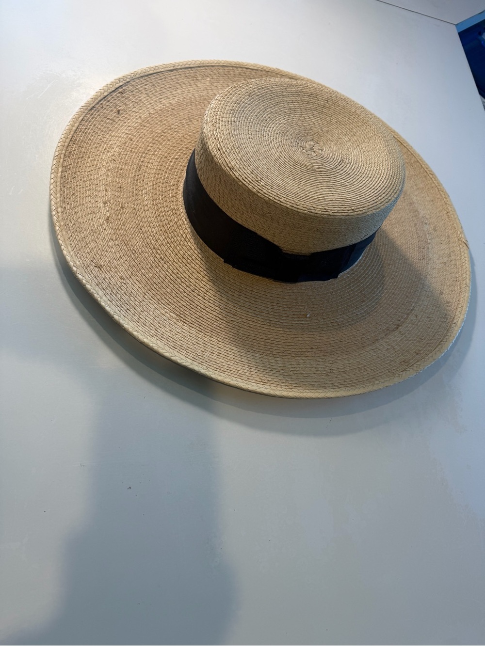 Stetson Natural Straw Wide-Brim Hat with Black Band Boater Palm Size XXL - Picture 7 of 8